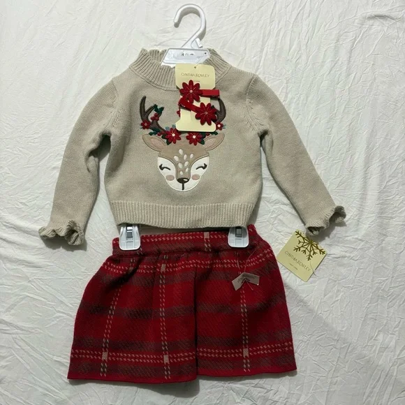 Cynthia Rowley Baby Girl 12 Month Christmas Reindeer Holiday Festive Outfit - Picture 1 of 3